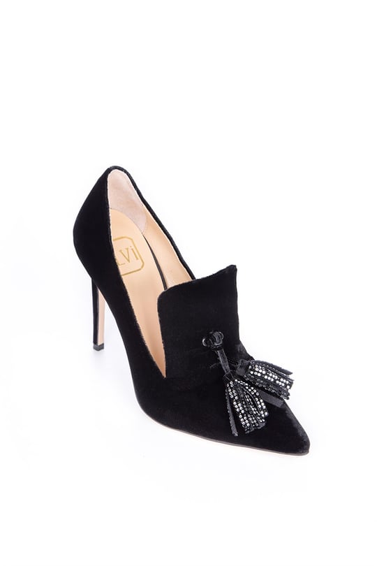 Leyli 1594 Stiletto Black Velvet - İLVİ