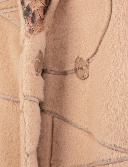 Valensiya Valensiya Powder Pink Women's Snake Leather Coat - İLVİ