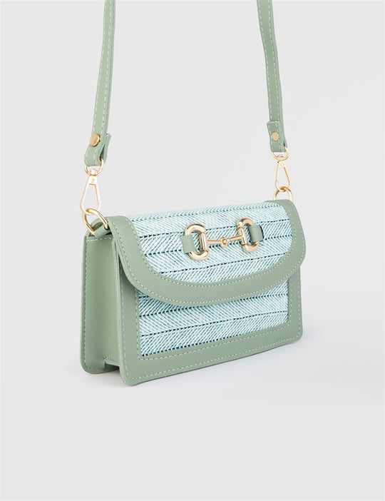 ★ dumaro★ Ruel shoulder bag mint Luel Shoulder Bag / Mint Yulene Mint Green Women's Straw Shoulder Bag - İLVİ