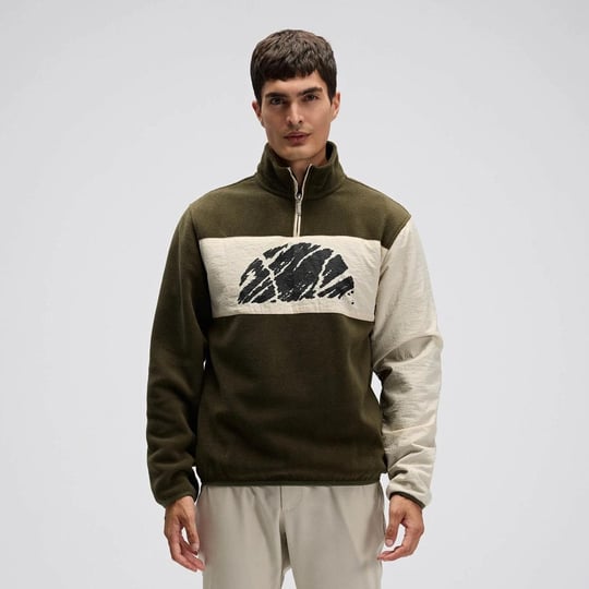 Ellesse EM519-BK Yarım Fermuarlı Polar Erkek Sweatshirt - Siyah / Bej