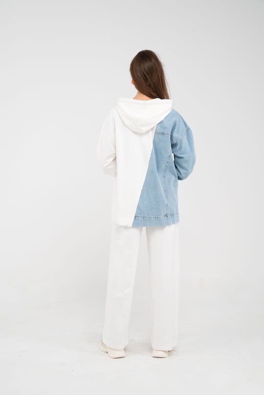 Kapüşonlu Denim Detaylı İkili Takım K1741