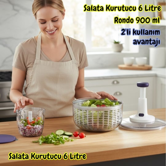  Vip Ahmet VP-907 900 ml Chef Rondo & 6 Litre Salata Kurutucu