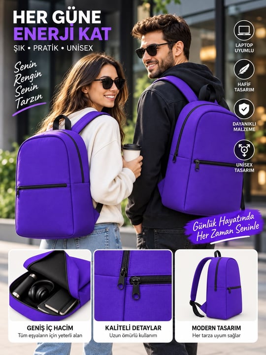 Classone XYZ Eko Serisi XYZ-S13 Günlük Kullanım,Unisex Okul,Sırt Çantası