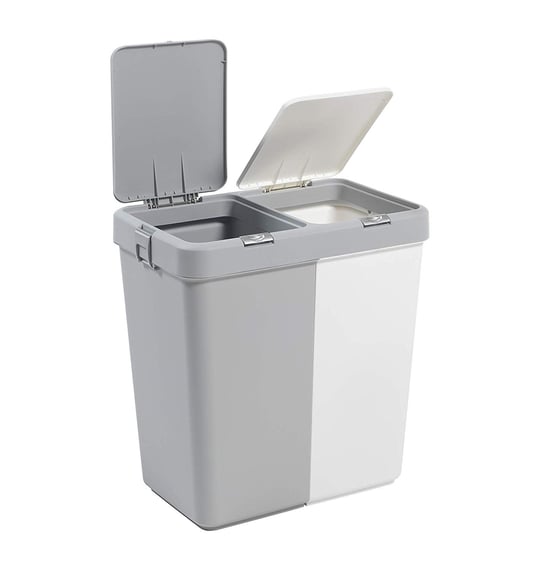 Motek Duo Dokunmatik Laundry Çamaşır Sepeti 80 Litre Gri Beyaz 