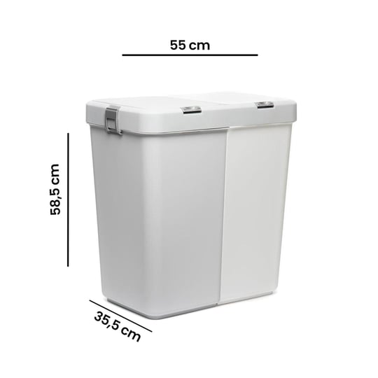Motek Duo Dokunmatik Laundry Çamaşır Sepeti 80 Litre Gri Beyaz 
