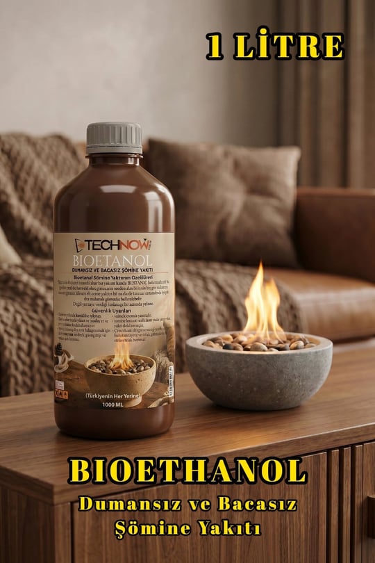 Technow 1000ml Kokusuz ve Dumansız Yüksek Kaliteli Bioethanol Şömine Yakıtı 1 Litre