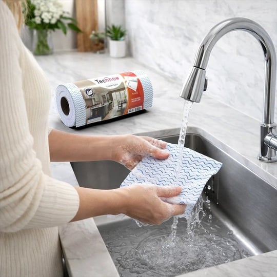 Technow 33 Yaprak Kopar Kullan Rulo Hassas Temizlik Bezi Mavi 25x30cm 5 Rulo Adet