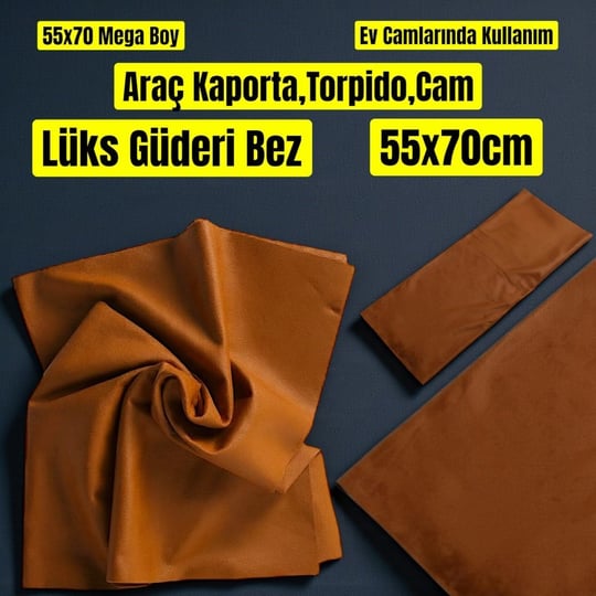 Technow Araç LÜKS Güderi Bez Oto Cam ve Kaporta Torpido Temizleme Araba Kurulama Bezi 50X70 cm 