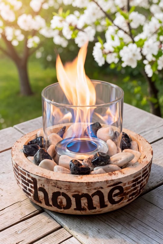 Technow Home-200C Cam Hazneli Masa Şömine Ateş Çukuru (500ml Bioetanol+Hazne+Söndürme Kapağı) 