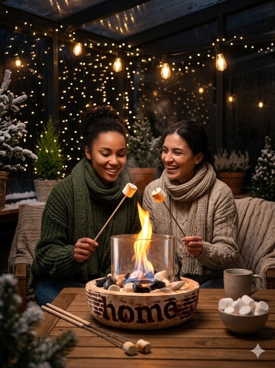 Technow Home-200C Cam Hazneli Masa Şömine Ateş Çukuru (500ml Bioetanol+Hazne+Söndürme Kapağı) 