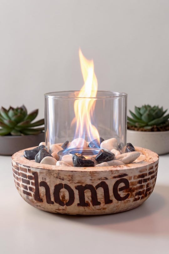 Technow Home-200C Cam Hazneli Masa Şömine Ateş Çukuru (500ml Bioetanol+Hazne+Söndürme Kapağı) 
