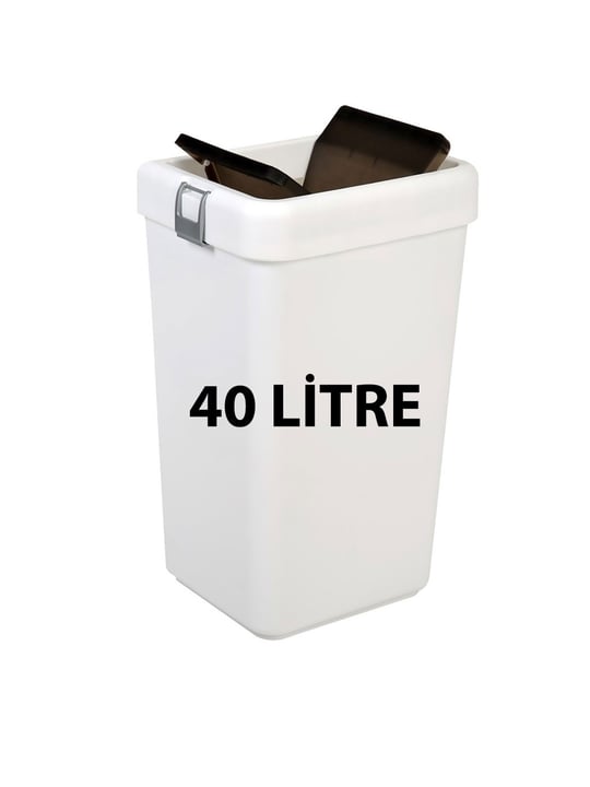 Technow Motek COB-412 40 Litre Kilitli Hassas Kapaklı Çöp Kutusu Kovası + Temizlik Seti