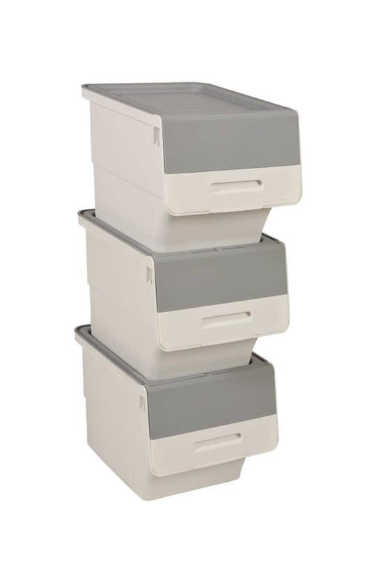 Technow Motek Freebox 12 Litre Gri Beyaz Gri Tekerlekli Organizer  3 Adet + Temizlik Seti