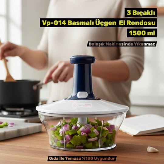 Technow Vip Ahmet  VP-014 Üçgen Basmalı Rondo Mavi 1500ML