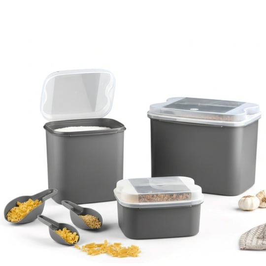 Technow Vip Ahmet VP-038 Masal Saklama Kabı Seti 10 Lt+ 4,5 Lt+1,6 Lt Gri