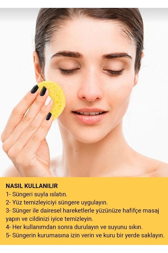 Technow Yüz Temizleme Süngeri 4'lü Set SelülozikCilt Bakım Makyaj Temizleyici Sünger Ped