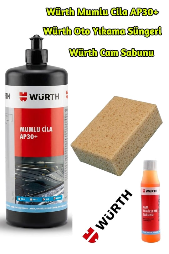 Würth Mumlu Cila AP30 + Oto Yıkama Süngeri + Cam Sabunu  Avantaj Paketi