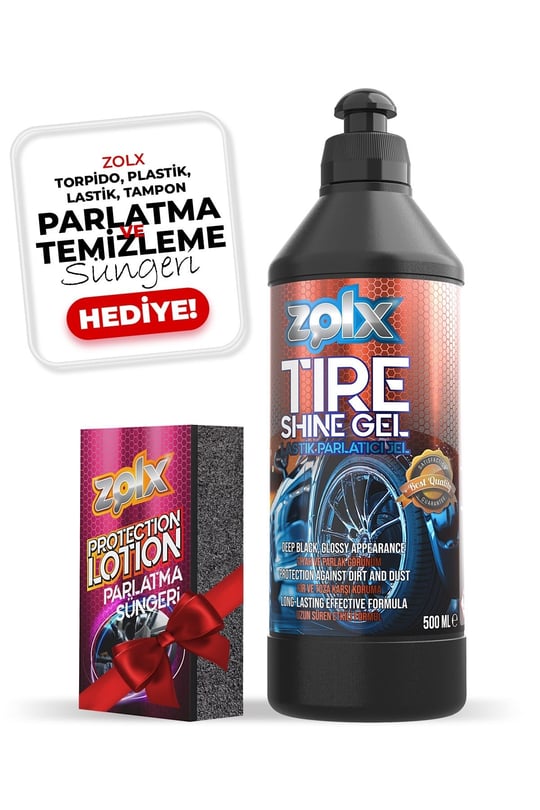 Zolx Lastik Parlatıcı Temizleyici Jel Lastik Temizleme Jeli 500ml + Sünger HEDİYELİ.