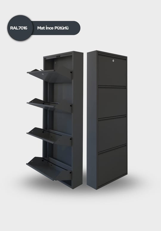 Antrasit Kilitli Metal Ayakkabılık