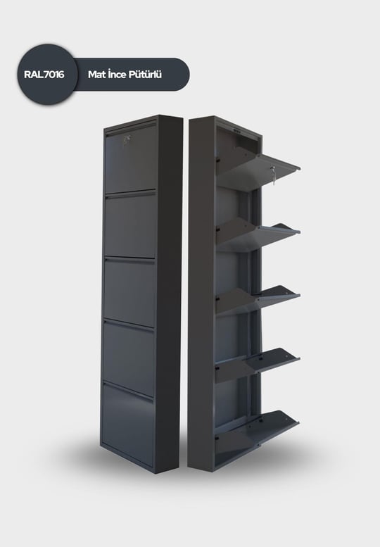 Antrasit Kilitli Metal Ayakkabılık