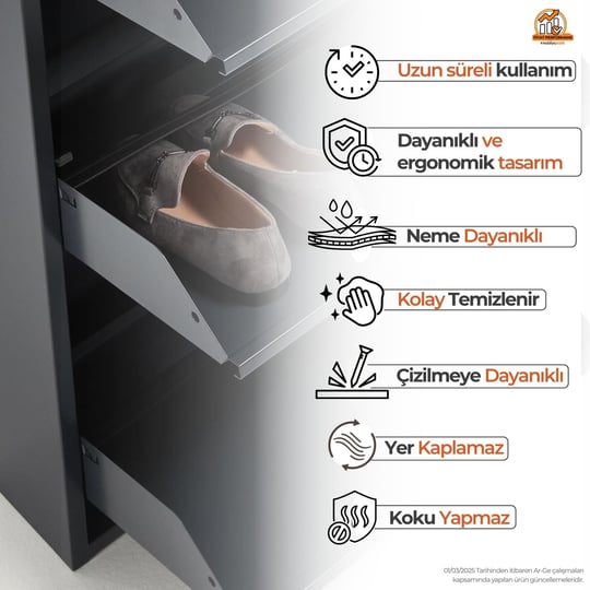 Antrasit Kilitli Metal Ayakkabılık