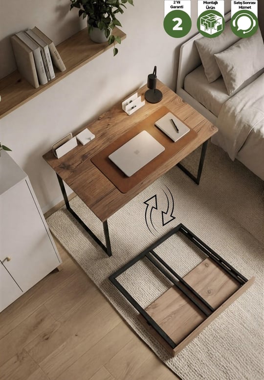 Farden Katlanabilir Pratik Çalışma Masası Bilgisayar Masası Ofis Ders Yemek Masası 80x45cm