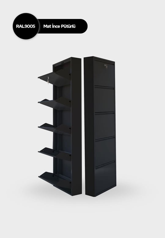 Siyah Kilitli Metal Ayakkabılık
