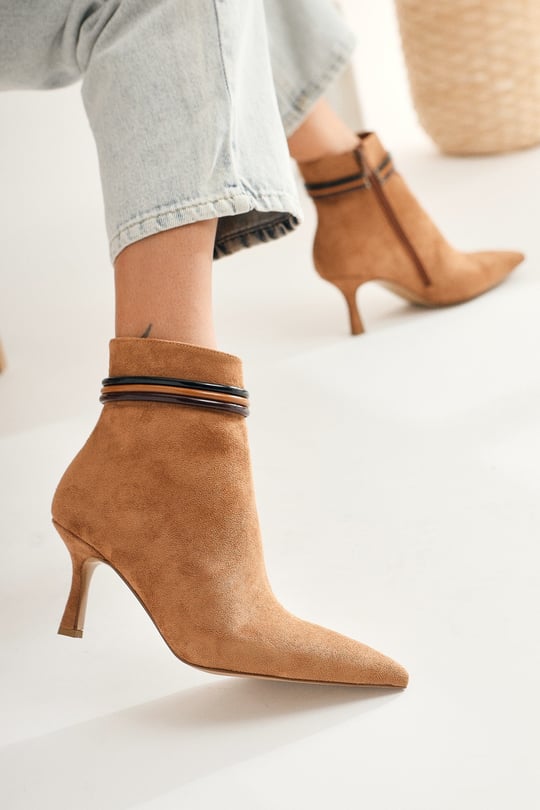 Tan kitten heel on sale boots