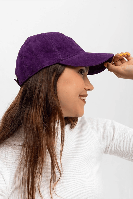 Kadın Mor Süet Kep Şapka I Butik Buruç'ta
