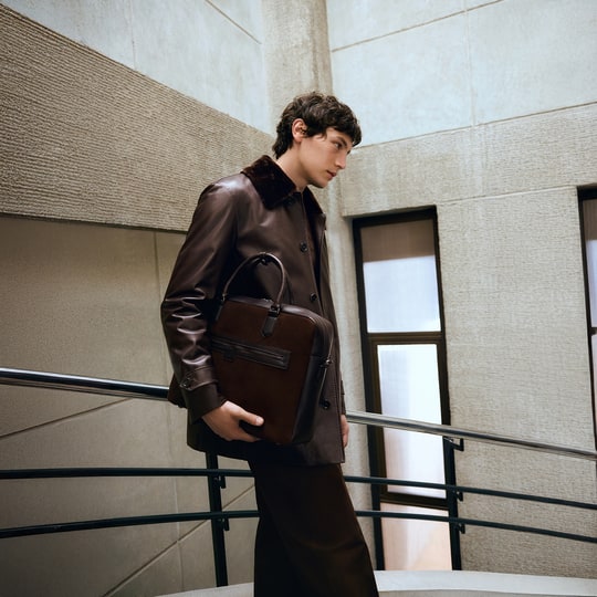 Erkek Kahve Gömlek Yakalı Deri Kaban