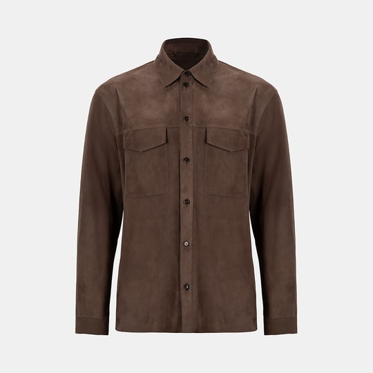 Erkek Kahve Süet Gömlek