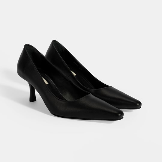 Kadın Siyah Deri Stiletto