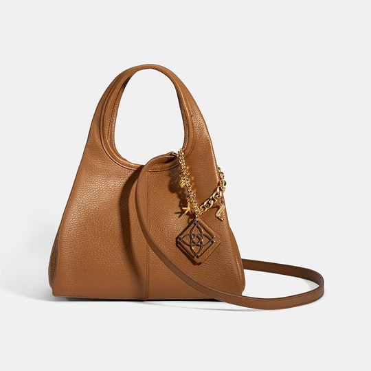 Kadın Taba Charm Aksesuarlı Deri El Çantası