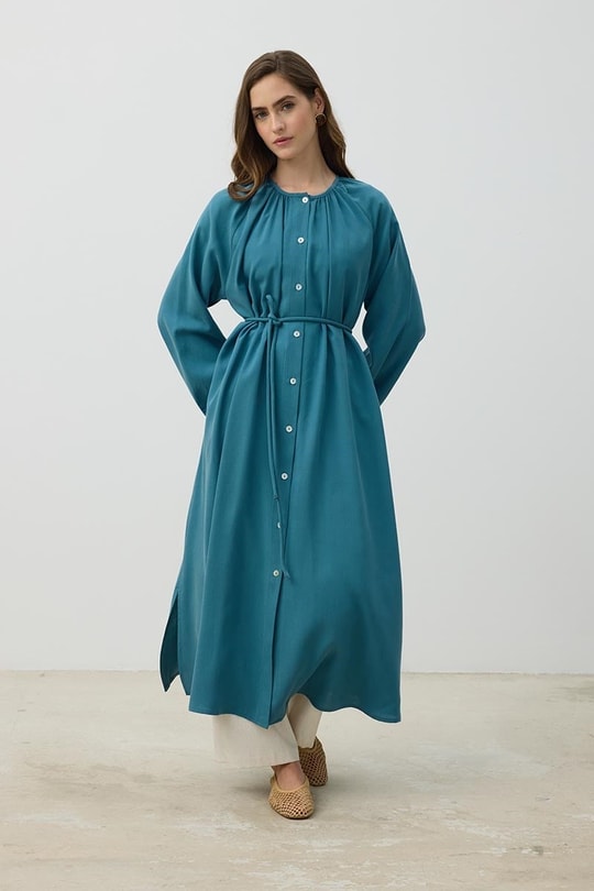 %100 Liyosel Tunik Turkuaz