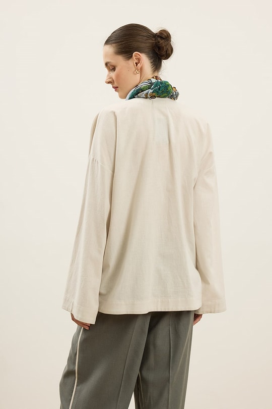 Asimetrik Kapamalı Kimono Taş