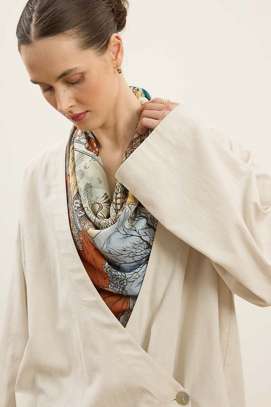 Asimetrik Kapamalı Kimono Taş