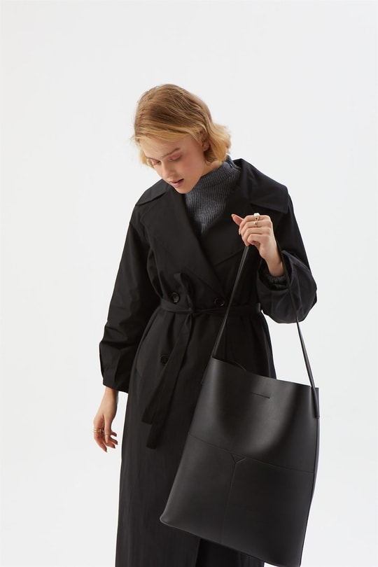 Deri Shopper Çanta Siyah