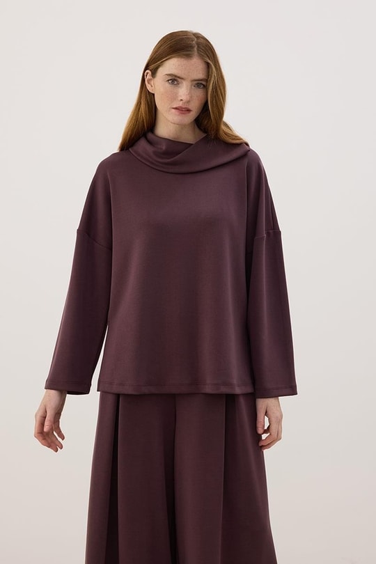 Mendil Yaka Modal Sweatshirt Mürdüm