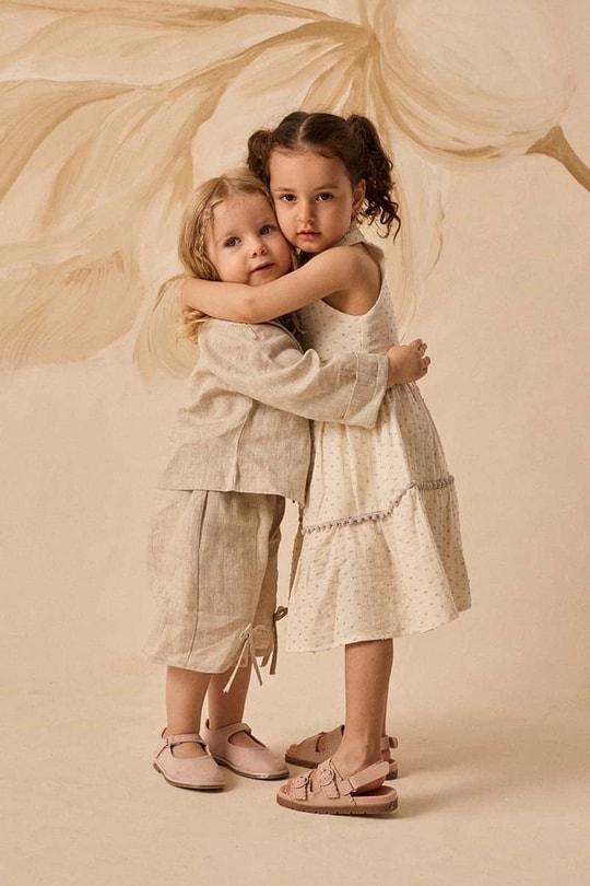 Naturel Fiyonklu Çocuk Kimono Naturel