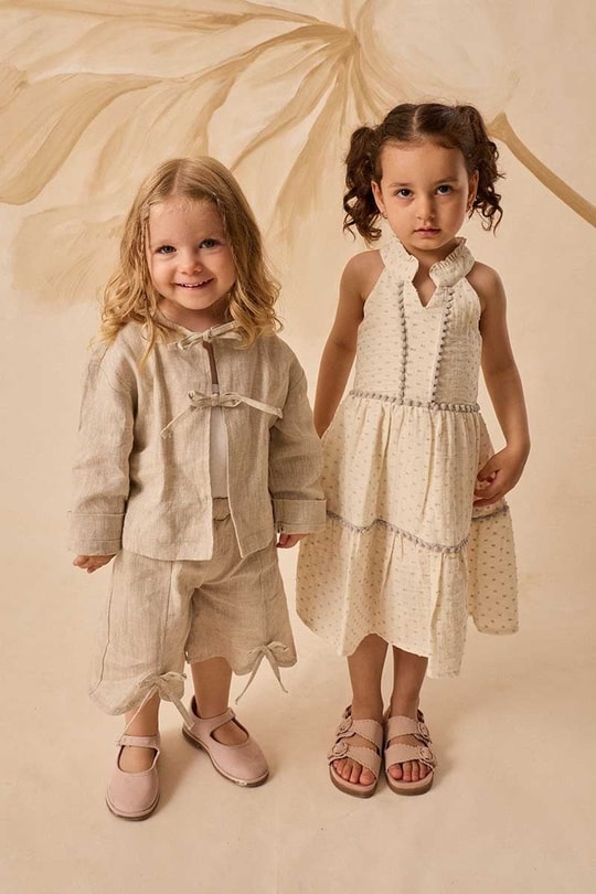 Naturel Fiyonklu Çocuk Kimono Naturel