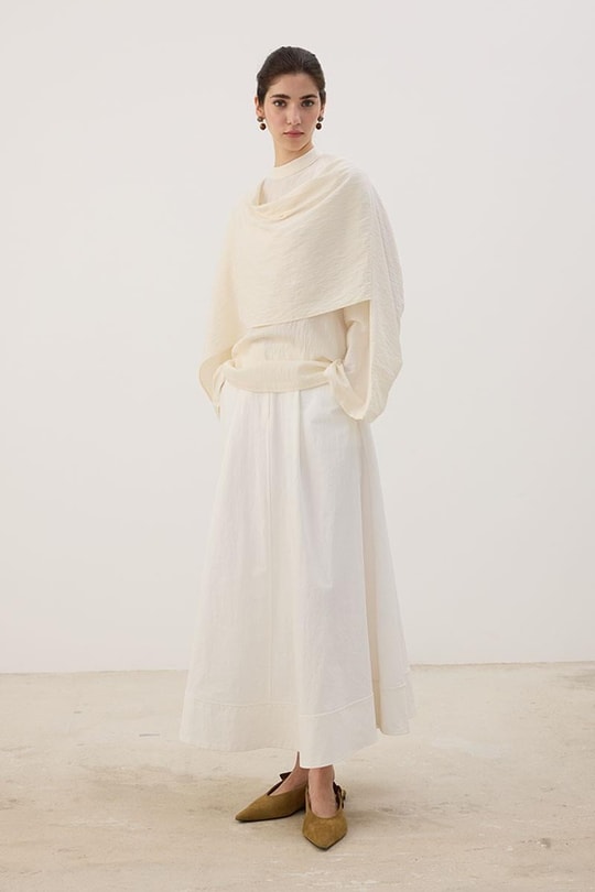 Şal Detaylı Bluz Ekru