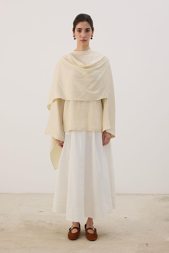 Şal Detaylı Bluz Tereyağ Sarısı