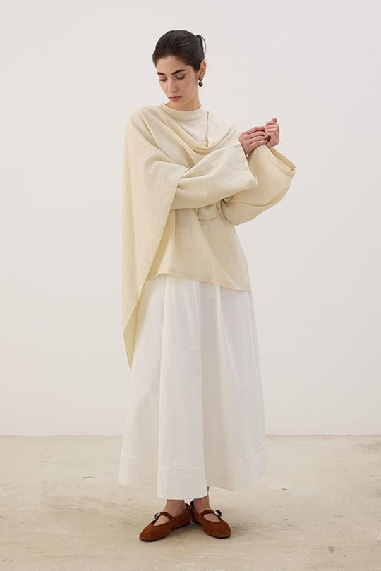 Şal Detaylı Bluz Tereyağ Sarısı