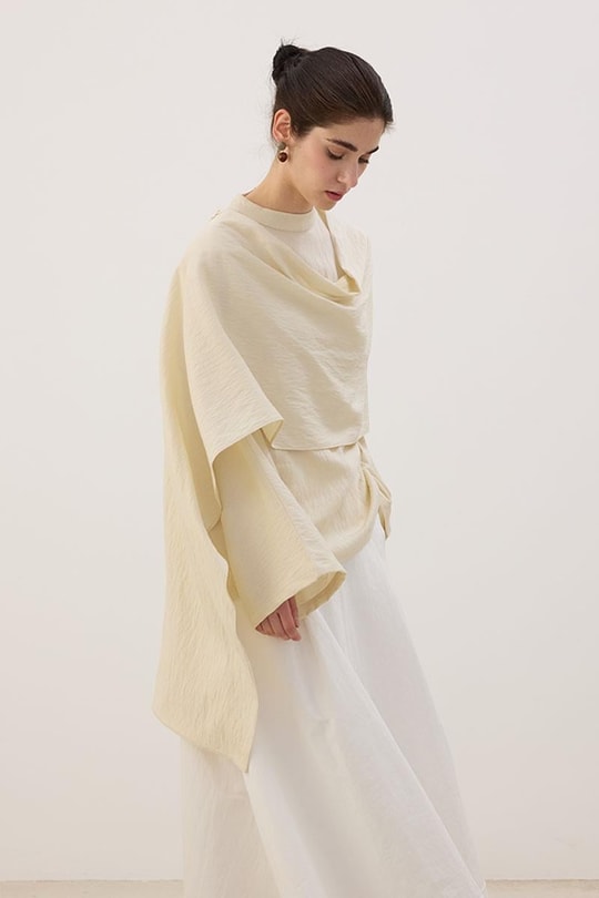 Şal Detaylı Bluz Tereyağ Sarısı