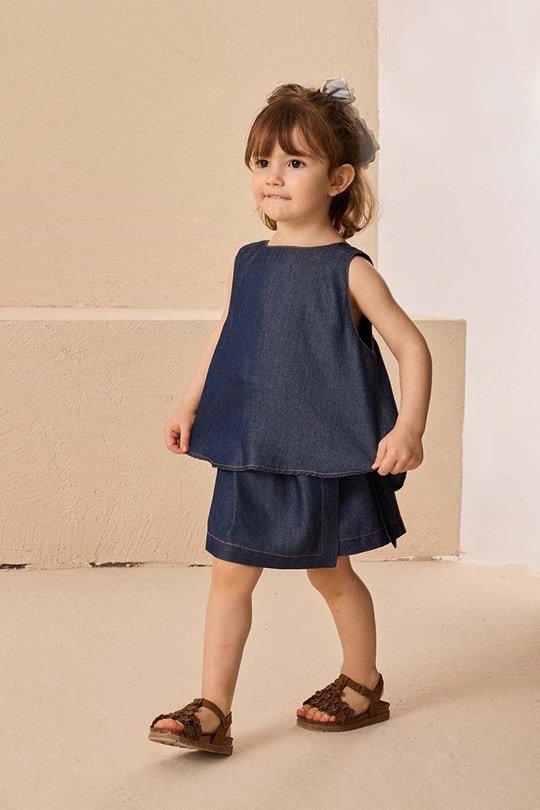 Tensel Denim Çocuk Bluz Lacivert