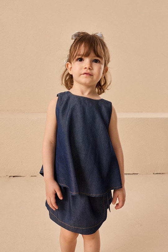 Tensel Denim Çocuk Bluz Lacivert