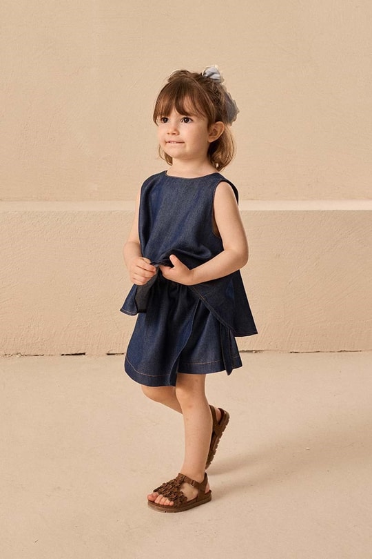 Tensel Denim Çocuk Bluz Lacivert