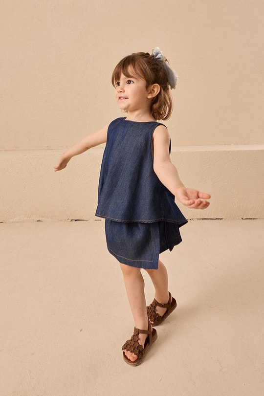 Tensel Denim Çocuk Bluz Lacivert