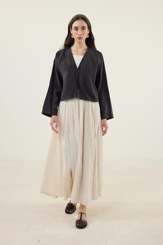 Tensel Kısa Kimono Siyah