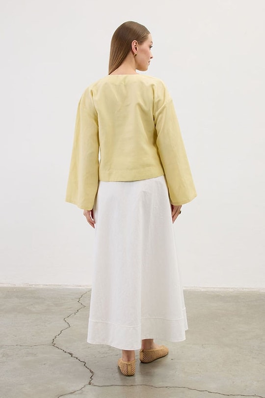 Üç Düğmeli Kimono Soft Sarı
